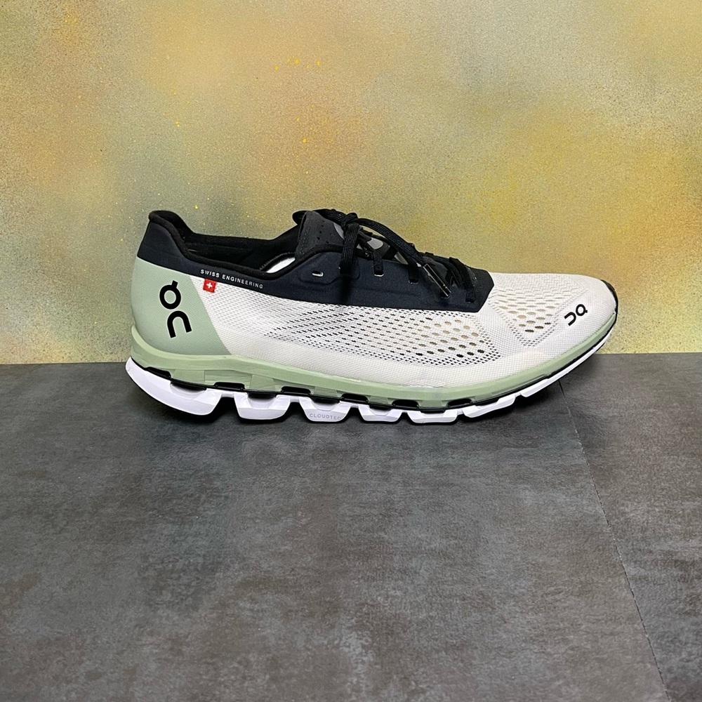 On Cloudboom 1 Women's Running Shoes in White/Black/Green Size 10